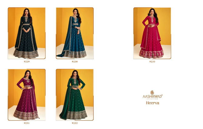 Aashirwad Heerva Heavy Wedding Wear Long Anarkali Silk Salwar Suit Collection